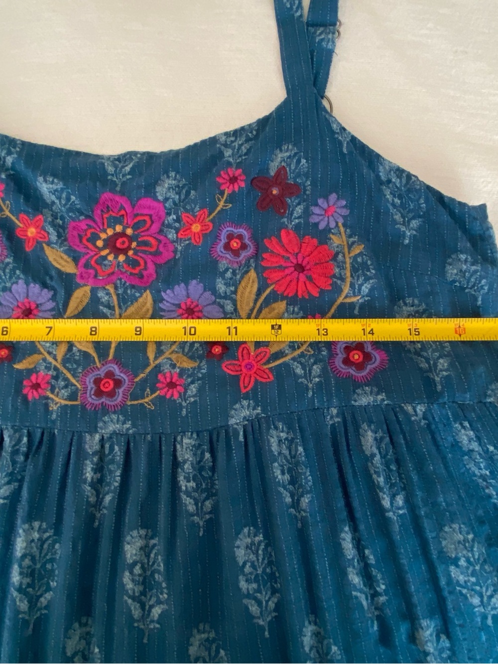 NATURAL LIFE Teal Maxi Dress with Pink & Purple Floral Embroidery - Picture 4 of 6